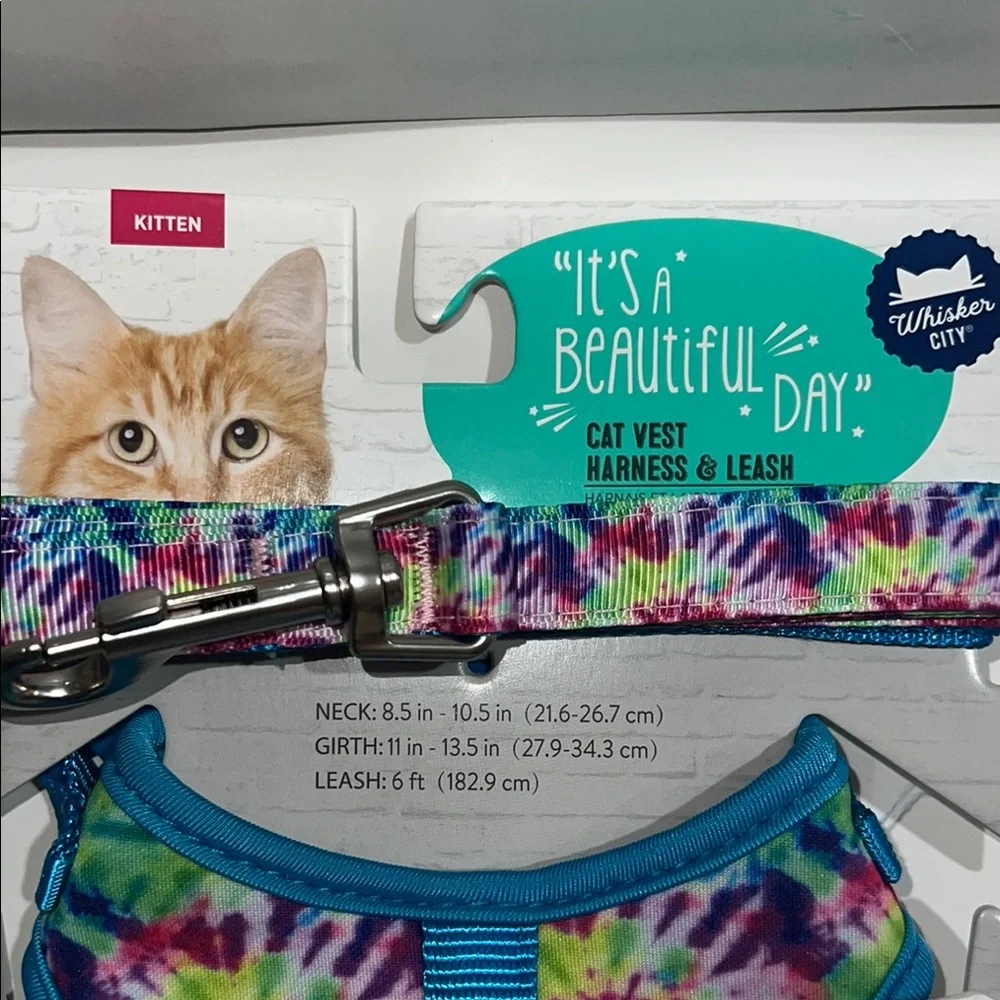 Whisker City- Kitten Tie-Dye Cat Vest Harness & Leash Set